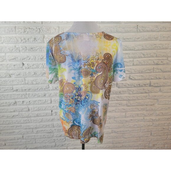 Only Nine Womens Top 2X Plus Tee Short Sleeve Polyester Laser Cut Blue PAI7E - Picture 5 of 8